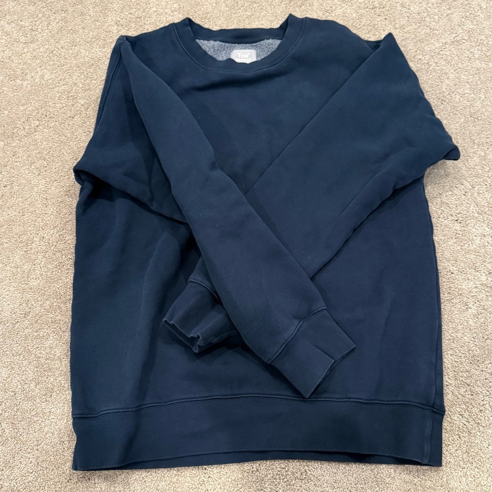 Aritzia TNA Cozy AF Fleece Navy Crewneck Sweatshirt